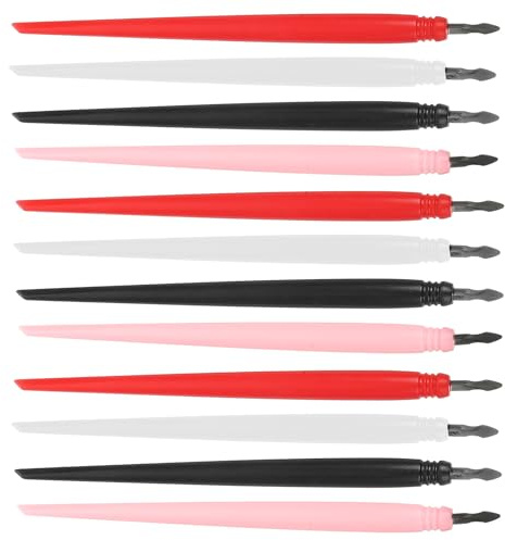 TOGEVAL 12 Bolígrafos para Rascar de Plástico Punta Metálica, (,) 3 Unidades Cada Color, Herramientas para Arte de Rasguños en Papel y Mapas, Uso Escolar y Manualidades