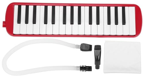 ZASCHMOY IRIN Melodica Blasmusikinstrument mit 32 Tasten – Perfekt für Anfänger mit Erstklassigem Klang und Praktischem Zubehör (Rot)