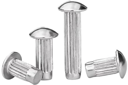 zhuguiming Remaches sólidos moleteados for M3.5 M4 M5 M6 Remache de vástago moleteado con cabeza botón redondo Acero inoxidable 304(M4x8mm 40pcs)