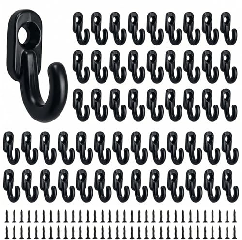 YTSMFL 60 Stück Mini Haken, 17mm Haken für Schlüsselbrett Schwarz Wandhaken Klein für Schlüsselbrett Schmuck Flure Wohnzimmer
