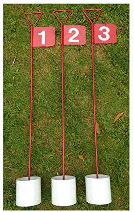JL Golf 3 x numbered Metal Professional Putting Green Flag and Hole Cup 90cm