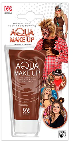 W WIDMANN MILANO Party Fashion 02385 - Aqua Make-Up, Braun, in Tube, 30 ml, Schminke, Karneval, Mottoparty, Halloween
