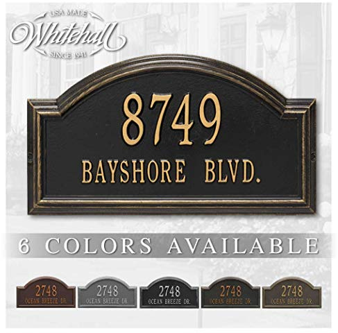 Whitehall™ Personalized Cast Metal Address plaque - The Providence Arch Plaque. Made in the USA. BEWARE OF IMPORT IMITATIONS. Display your address and street name. Custom house number sign.