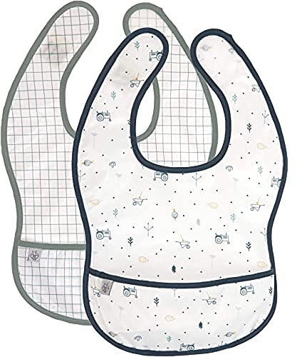 Lässig Bébé Bavoir Set 2 pcs. avec protection anti-chute hydrofuge/EVA Bib Garden Explorer Traktor