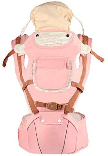WONOOS Kindertrage, Ergonomische 360 ​​° Babytrage, Bequeme Verstellbare Positionen, Passend Für Alle Neugeborenen Kleinkind Perfekt Zum Wandern Einkaufen Reisen,Rosa