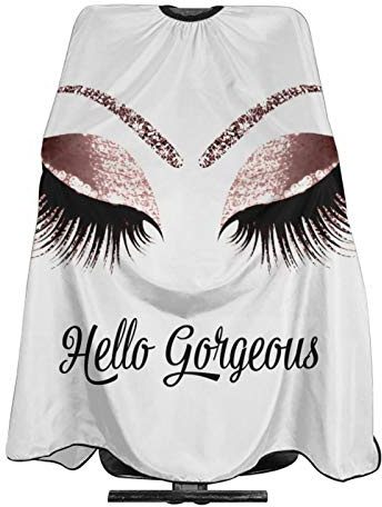 Carwayii Barber Cape Hello Girl Gorgeous Glitters Eyelash Professional Salon Apron Water Resistant Hair Cutting Cape Anti-Static Cosmetology Supplies Easy Clean Barbershop Kits For Women -55''X66''