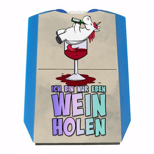 speecheese Ich Bin nur eben Wein Holen Parkscheibe mit Einhorn und 2 Einkaufswagenchips Für Dein Auto Dekoration Weinhorn süß mit Eiskratzer und Gummilippe für alle Weinliebhaber -