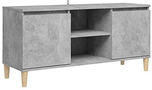 vidaXL Tv-meubel met massief houten poten 103,5x35x50 cm betongrijs