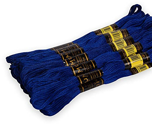 UMC STAG Stickgarn 134/820, 100 % ägyptische Baumwolle, hochwertig, Sticktwist für Kreuzstich-Stickerei, Oeko TEX zertifiziert, dunkelkönigsblau, 12 Stück