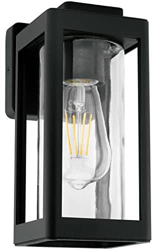 Lumiled Außenwandleuchte Wandlampe Außenleuchte Außenbeleuchtung Wandleuchter Gartenleuchte Flurleuchte Terrasse Fassade Vintage IP44 schwarz spritzwasserdicht Aluminium 230V E27 Fassung max 13W