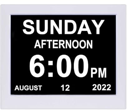 Aowasi Orologio digitale con demenza, non abbreviazioni, da 20,3 cm, con data e giorno, per anziani con problemi di vista e data, grande display per anziani e anziani