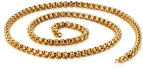 Daesar Halskette Herren 70CM Edelstahl, Erbskette 5MM Breit Kette ohne Anhänger Gold Charms