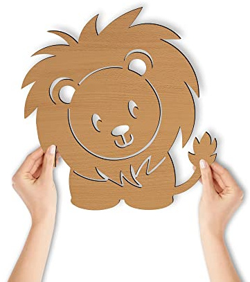 Namofactur Nachtlicht Löwe I Wandlampe Schlummerlicht Kinderzimmer Schild Kinder Mädchen Junge I MDF Holz Batteriebetrieb