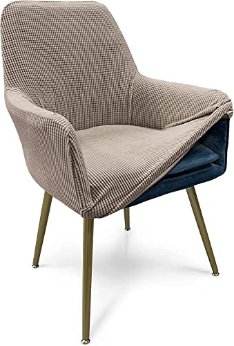 Hoowarm Stretch Stuhlhussen Jacquard Stretch Esszimmerstuhl Bezug mit Armlehnen 1/2/4/6er Set Büro-Stuhlhussen Rückenlehne Stuhlabdeckung Stuhl Abdeckung Hoher Sessel-Schutzhülle-bezüge