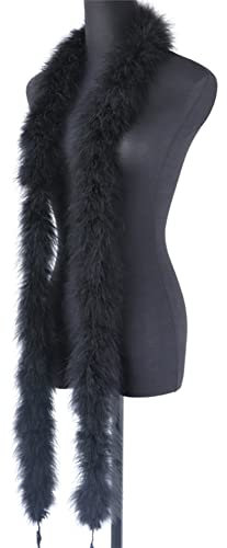 Federboa Schwarz Federdichten,Flauschige Federboa zum Basteln,Federboa Boa Kostümzubehör,Feder Schal Karneval Boa,Federstola Federschal Damen Mädchen Karnevals Kostüm Accessoire,Halloween,Party,2M