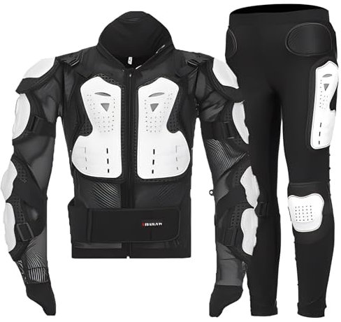 Armadura de motocicleta Protección de motocross Chaqueta deportiva de motocicleta profesional for adultos Traje de columna vertebral Conjunto de armadura corporal de motociclista + Pantalones de motoc