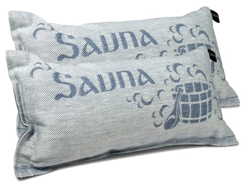 POOL Total Jokipiin Premium Saunakissen 2X Kouvola 40x22 cm - 100% Made in Finland - Leinen & Baumwolle - Ökotex Zertifiziert - Wellness Kopfstütze & Nackenkissen für Sauna Spa & Erholung