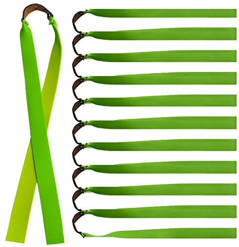 Runzkzy 10 Pieces Catapult Bands Slingshot Flat Rubber Band 0.75mm/1mm/1.2mm Thickness Slingshot Replacement Bands Slingshot Bands Flat Hunting Shooting Catapult Elastic Bungee (1.0mm-green)