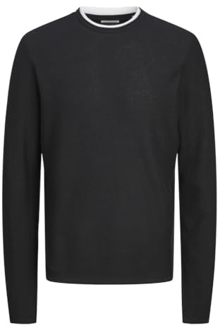 JACK & JONES Jjtwinn Knit Crew Neck Maglione Lavorato a Maglia, Nero, S Uomo
