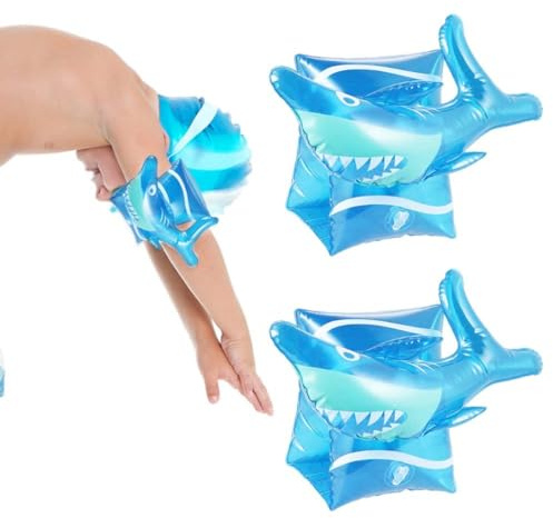 Pesoncarl Kids Pool Floats Inflatable Swimming Armbands Children Arm Floaties Water Wing Swim Rings 2PCS Shark, Inflatable Armbands