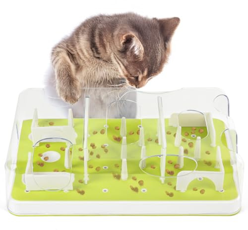 ALL FOR PAWS Interactive Cat Puzzle Feeder, Cat Treat Puzzle, Treat Game Maze Toy Cat Brain Mental Stimulation Toys Slow Feeder for Indoor Cat