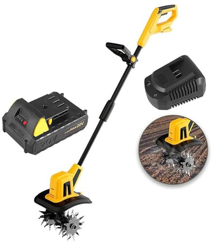 Cultivateur de jardin sans fil, machine de culture d'outils de jardinage, cultivateur de sol électrique à rotation de 270 tr/min avec batteries rechargeables de 2000 mAh, largeur de travail de 22 cm