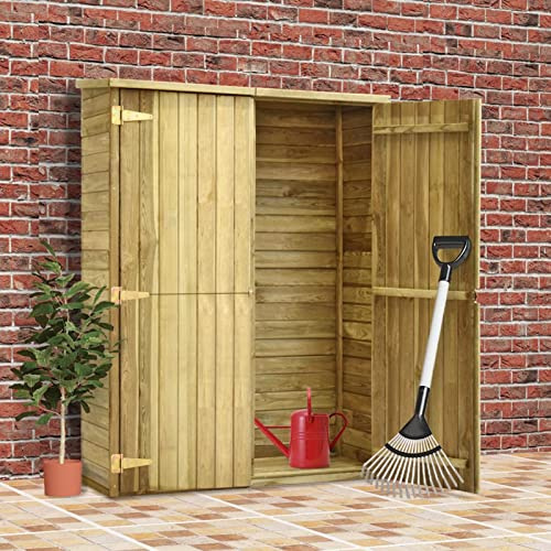 IKAYAA Casetta da Giardino in Legno Casetta Ricovero Attrezzi da Giardino in Legno Casetta in Legno per Attrezzi in Legno di Pino Impregnato-123 x 50 x 171 cm