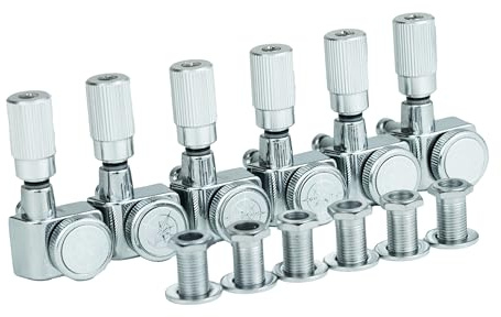 Guyker Pro 6 Inline Guitar Locking Tuners - 1:18 Lock String Tuning Key Pegs Machine Heads Set Replacement for Folk Classical Acoustic Electric Guitar - GK411SP, Chrome