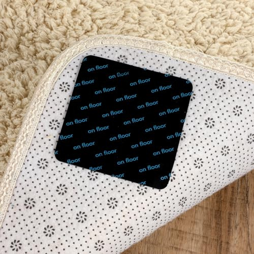 Mabor 12Pcs Rug Tape for Hardwood Floors Anti Slip Carpet Tape for Tile Wood Floors Rug Stickers Carpet Stickers for Area Rugs to Prevent Sliding Keep Rugs in Place