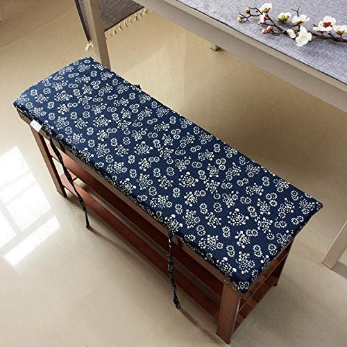 Coussins de banc de jardin en mousse de qualité supérieure pour bancs 2 et 3 places - Coussin lavable et mobilier de terrasse avec motif fleurs bleues (180 x 40 x 4 cm)