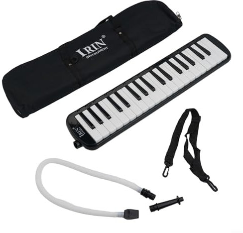 Besshepplo Melodica Musikinstrument mit 37 Tasten, tragbar, bunt, 37 Klaviertasten, Melodica mit Tragetasche, für Studenten und Anfänger, Schwarz