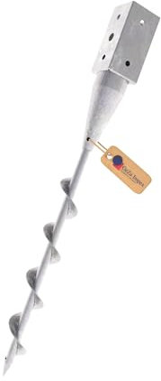 GeZu Impex Douille de sol à visser Galvanisé à chaud Lot de 4 71 x 71 mm ronds douille piquet cloture bois ancre