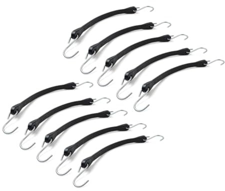SIKUAI 10 Stück LR053540 10 Hochleistungs-Planengurte aus Gummi Für den Außenbereich, Spanngurte, Spannseile mit Haken, Gummi, schwarz Für Universalautos, Kajaks, SUV, Traktoren, Campe