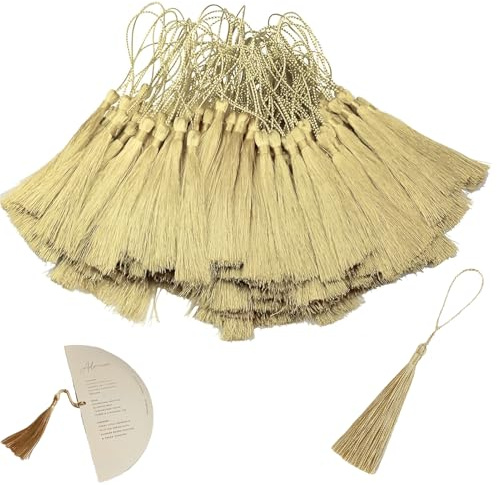 Lot de Mini Pompons Dorés Soyeux, Pendentifs à Glands Faits à la Main avec Passant