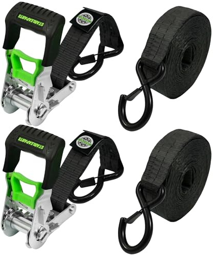 StarLeaparts 35mm x 6m Spanngurte mit Ratsche und Haken | 2 Stück - BS: 2000kg Zurrgurte, Ratschengurt, Ratschen Set für Motor Auto Transport, Trailer