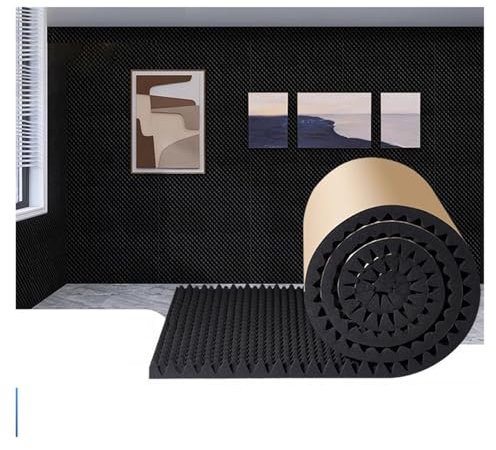 Noise Insulation Soundproofing Foam Noise Insulation Soundproofing Foam,5cm Thick Self Adhesive Sound-Absorbing Cotton,Acoustic Boards for Studio Home Cinema Ktv(Black,8m)