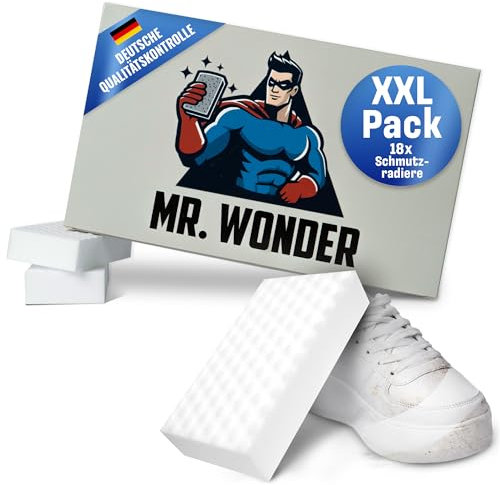 Shine Shack - Mr. Wonder 18x Schmutzradierer Zauberschwamm – Melamin Radierschwämme für Auto, Schuhe & Haushalt – Doppelstruktur glatt & genoppt – Chemiefreier Reinigungsschwamm für viele Oberflächen