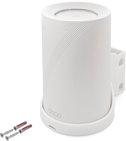 Väggfäste kompatibel med TP-Link Deco BE65 Wi-Fi 7 Mesh WLAN BE9300 | 3 delar | Robust fäste med kabelhantering och luftflöde | Väggmonteringssats inkl. Dymlingar och skruvar