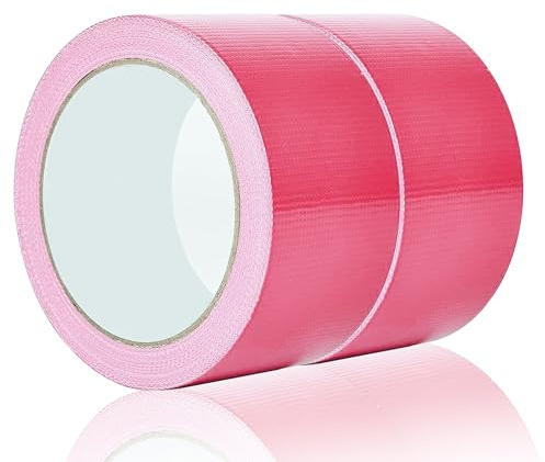 Editbar 2 Rollen Panzertape Wasserfest50mmx20m Panzertape Gewebeklebeband,Wasserfest für Hausgärten, Reparaturen, Befestigungen und Bündelungen（Rosa）
