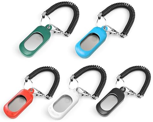 Hitchuey Clicker para perros, 5, duradero, portátil, herramienta de entrenamiento interactivo con punta de los dedos, clicker de entrenamiento con extensión, también apto para gatos y caballos