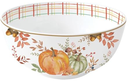 Easy Life Müslischale Harvest Herbst mit Kürbis D. 15cm weiß orange Porzellan