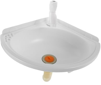 OSALADI Lavabo de Esquina de Plástico Blanco con Grifo Lavabo Colgante para Baño y Balcón Instalación Estable y Ahorro de Diseño Compacto y Funcional para Hogares Pequeños