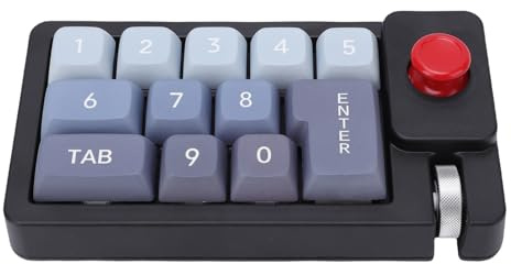 Tosuny Número Mecánico Pad, Teclado Numérico con Cable USB con Retroiluminación de RGB LED & Joystick Roller, Hot Swappable & Anti Ghosting, 12 Teclas Programables, Macro Numpad con una (Black)