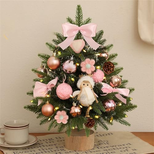 Mini Weihnachtsbaum Kleiner Tisch Weihnachtsbaum,Weihnachtsbaum Tannenbaum Christbaum Tanne Unecht Weihnachtsdeko, Kleinerfür Home Office Bar Esstisch Dekorationen (45 cm,Rosa)