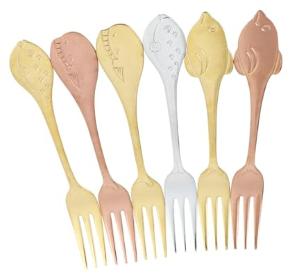 Mobestech 6 pièces Lot de fourchettes à dessert en acier inox pour poissons avec manche long finition polie miroir pour fruits de mer et table