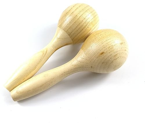 RiToEasysports Unbemaltes Hölzerne Maracas Shaker Rassle Klare Klang Handpercussion Instrument für Musiktherapie Holz