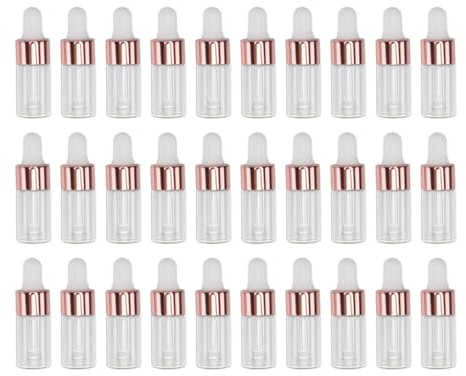 VILLCASE 50Ml Rose Gold Glass Dropper Bottles, 50Pcs Sample Essential Oil Bottles with Pipette for Perfume, Lab Chemicals, and Liquid Storage