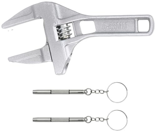 1 Wrench, 2 Screwdrivers, Adjustable Jaws, Home Maintenance Tools, Bathroom Faucet Installation, Portable Glasses Repair, Portable Screwdriver Key Ring.