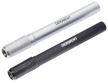 Derwent Bleistiftverlängerer, 2er-Set, Schraubbar und mit Soft-Touch-Beschichtung, Für Blei- und Farbstifte mit 7 und 8 mm Durchmesser, Professionelle Qualität, 2300124