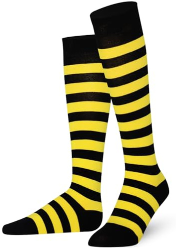 Mysocks Unisex knästrumpor långa strumpor ränder, Gul svart,